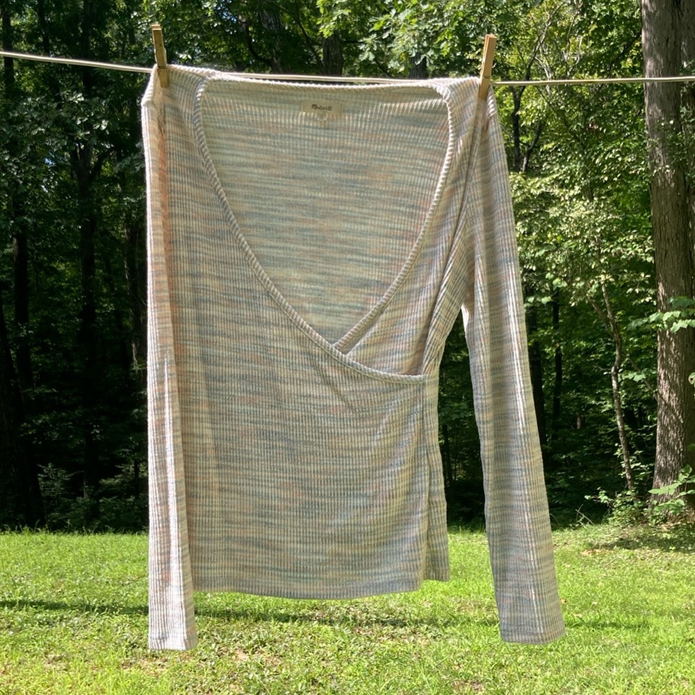 Madewell Space-Dye Faux-Wrap Top